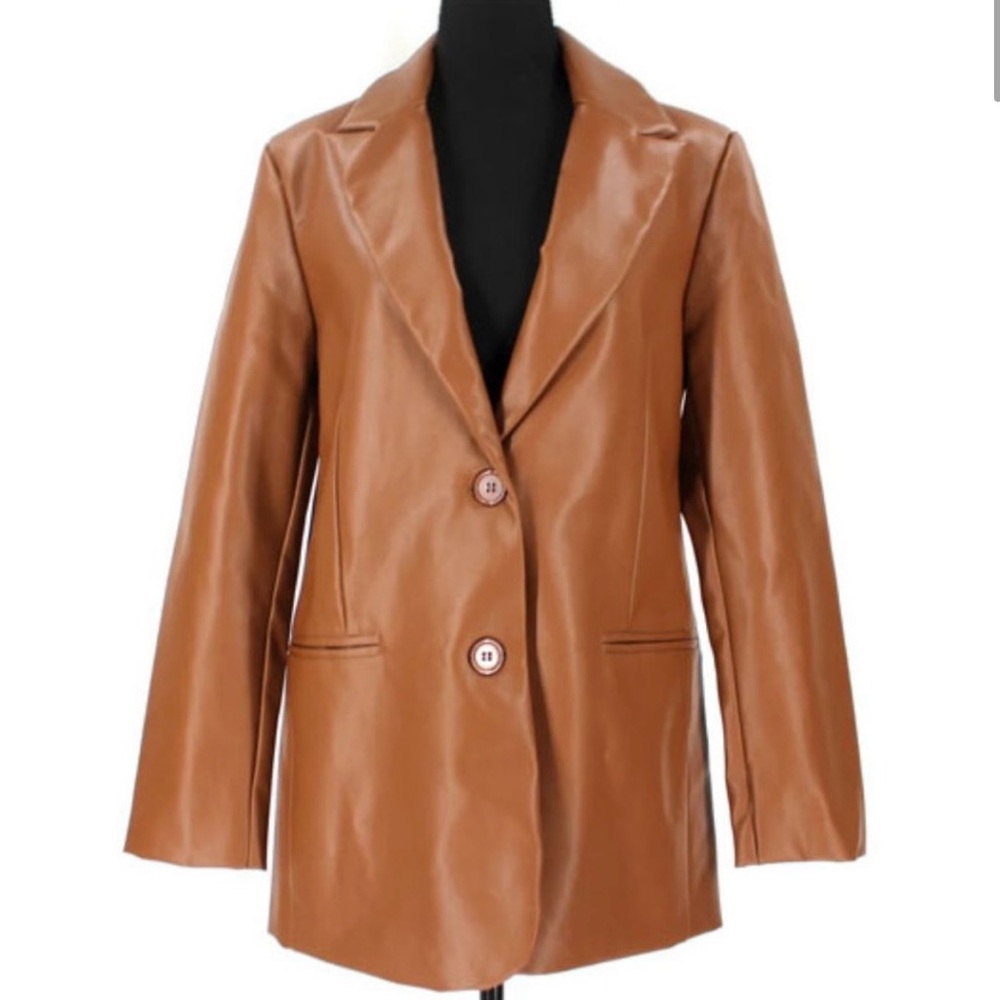 Rebecca Minkoff Women’s Lambskin Blazer Cognac Brown Large NWT Lined Soft Jacket